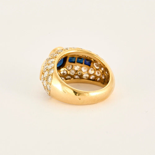 Bague Bague or jaune pavage diamants saphirs 58 Facettes LP1073/12