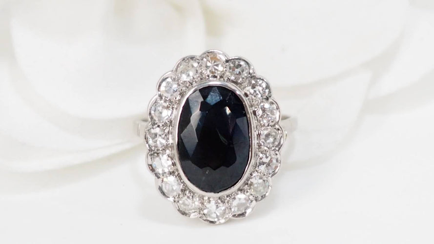 Bague 58 Bague Pompadour en platine saphir et diamants 58 Facettes 32635