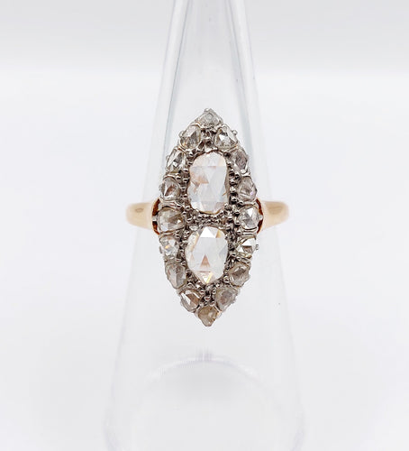 Bague 50 Bague marquise antique or rose diamants taille rose (circa 1900) 58 Facettes A06286