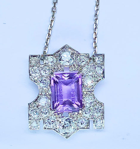 Pendentif Pendentif Platine Améthyste Diamants 58 Facettes AB109