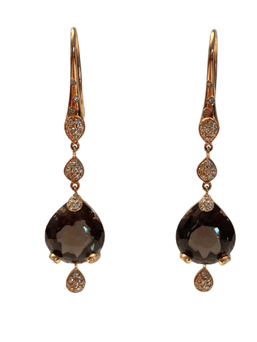 Pasquale Bruni - Sissi 18K黄金耳环，镶烟熏石英和钻石 