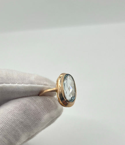 Bague 53 Bague or rose et Aigue-Marine 5 ct 58 Facettes