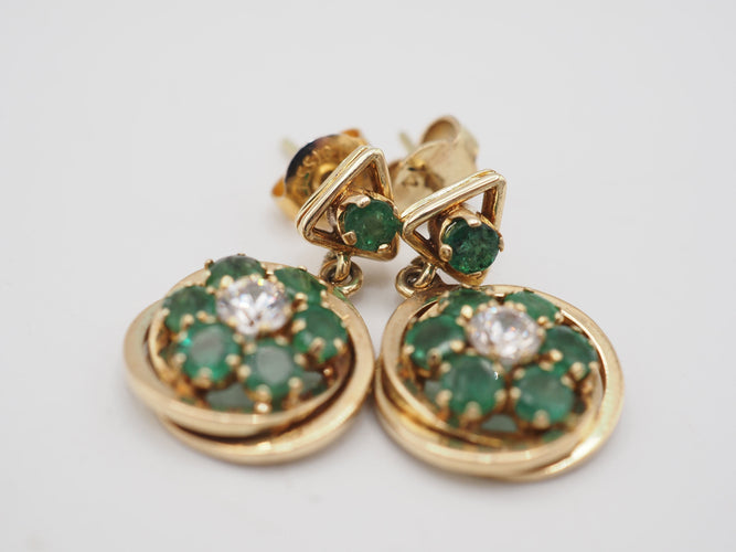 Boucles d'oreilles Boucles d'oreille émeraude marguerite 58 Facettes