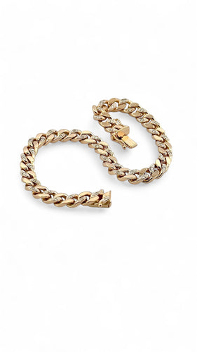 Bracelet Gourmette or jaune et diamants 58 Facettes