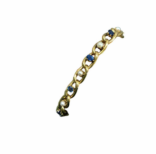 Bracelet Bracelet ancien circa 1900, perles et saphirs, or jaune 58 Facettes