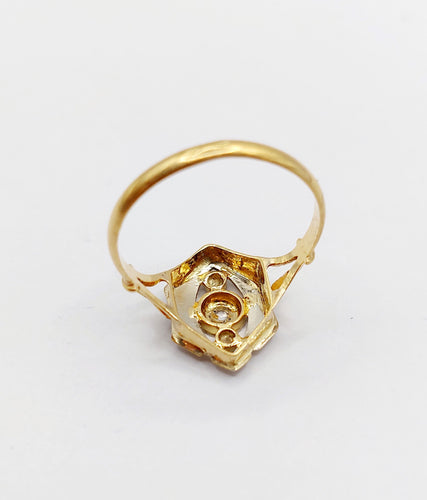 Bague 53.5 Bague marquise Art Déco or jaune, diamant taille rose (circa 1910) 58 Facettes A06376