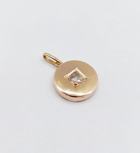 Pendentif Pendentif cible Art Déco or rose diamant taille rose 5mm (circa 1900) 58 Facettes A06029