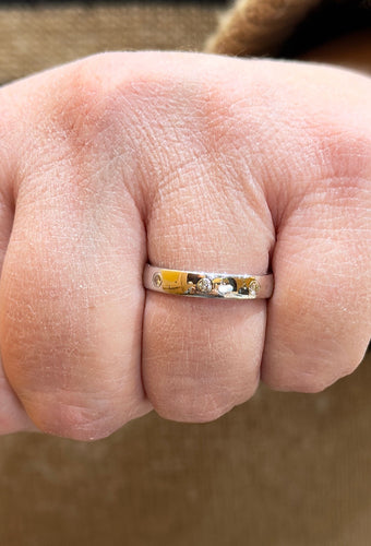 Bague 57 Alliance or blanc 3 diamants 58 Facettes