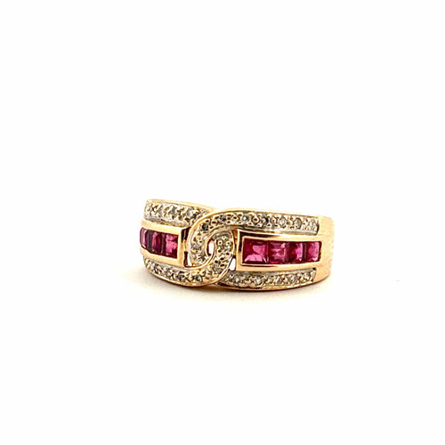 Bague 52 Bague or jaune rubis et diamants 58 Facettes