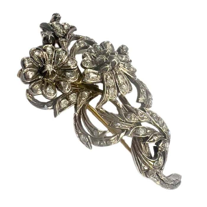 Broche Broche principe ancienne en or et argent avec diamants 58 Facettes Q189B