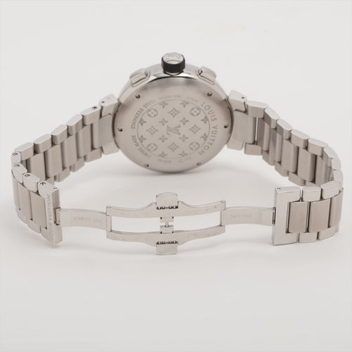 Montre Louis Vuitton - Montre chronographe Tambour Voyage en acier 58 Facettes