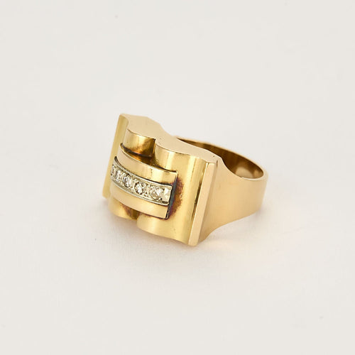 Bague 49 Bague en Or jaune & blanc 18k 58 Facettes FON2085
