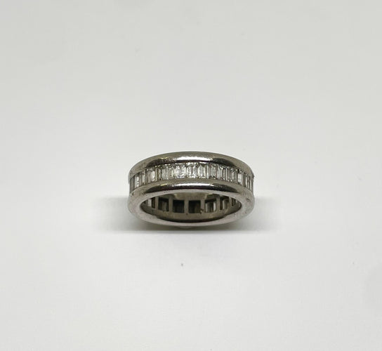 Bague 52 Bague or gris, alliance diamants tour complet 58 Facettes