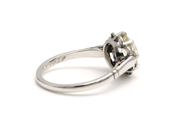 Bague 47 Bague Art Déco en or blanc sertie d'un diamant old cut 58 Facettes 22577