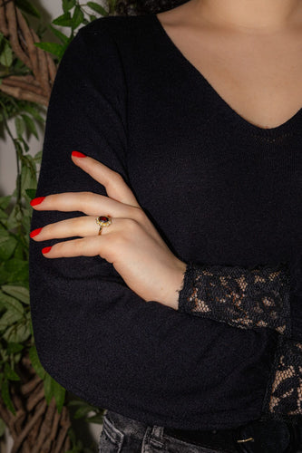 Bague 54.5 Bague  Pompadour Or jaune Grenat, Diamant 58 Facettes 4824714CN