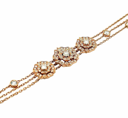 Bracelet Garrard - Bracelet  pétales de roses, or rose et diamants 58 Facettes