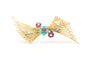 Broche années 50 or jaune,  turquoises, de rubis et de diamants (+-0.05ct) 58 Facettes 22640