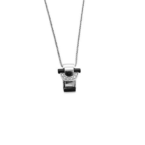 Collier GUY LAROCHE - Attachements - Collier or blanc, diamants et onyx 58 Facettes 250080