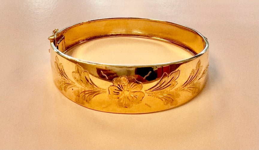 Bracelet Bracelet jonc or 18k motifs fleurs 58 Facettes