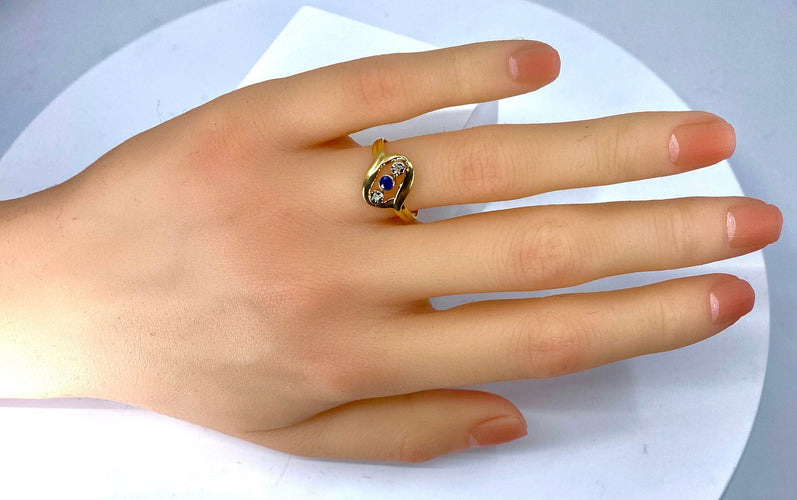 Bague 53 Bague en or jaune saphir et diamants 58 Facettes AB312