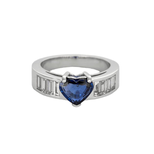 Bague 53 Bague jonc or gris, saphir et diamants 58 Facettes EB2