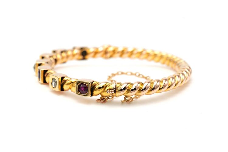 Bracelet Bracelet Napoléon III en or jaune, rubis et de diamants taille rose 58 Facettes 22868