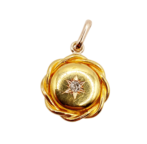 Pendentif Pendentif Art Déco or jaune, diamant taille ancienne serti étoilé (circa 1950) 58 Facettes A06316
