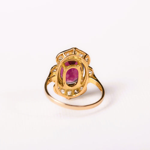 Bague 54 Bague marguerite rhodolite et diamants en or jaune 58 Facettes