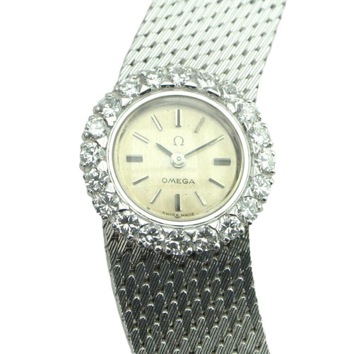 Montre Montre Omega asymétrique en or blanc 18 carats avec diamants 58 Facettes