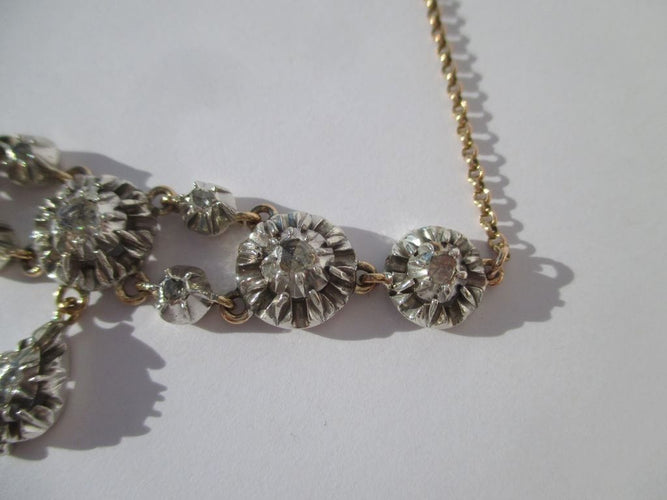 Collier Collier provençal XIXe rivière d’Arles Diamants or rose et argent 58 Facettes