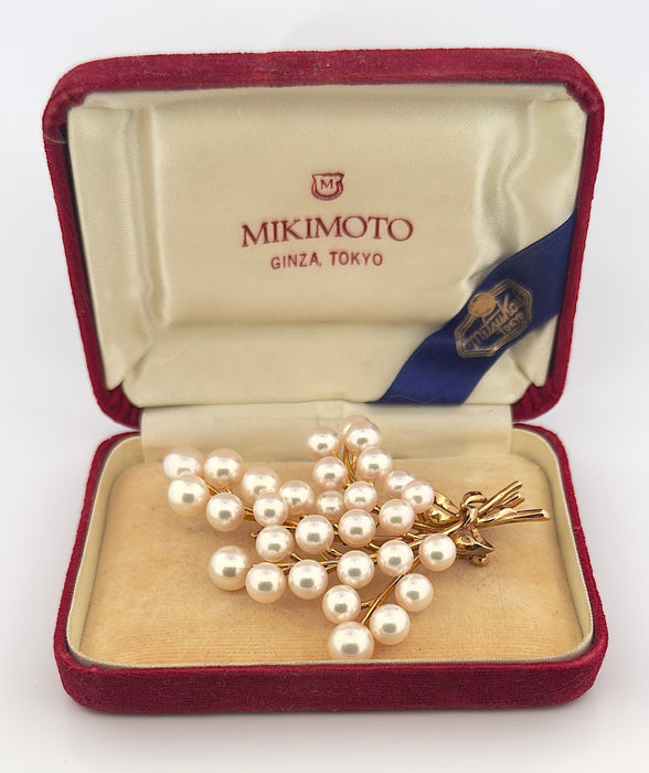 Broche Broche Mikimoto en or jaune et perles 58 Facettes