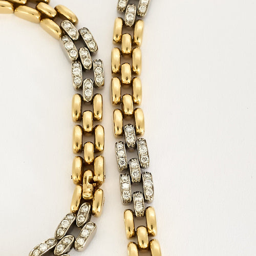 Bracelet Cartier. Collection Maillon Panthère. Rare Collier à transformation pouvant former Bracelet en or de deux couleurs et diamants. 58 Facettes 58FC18