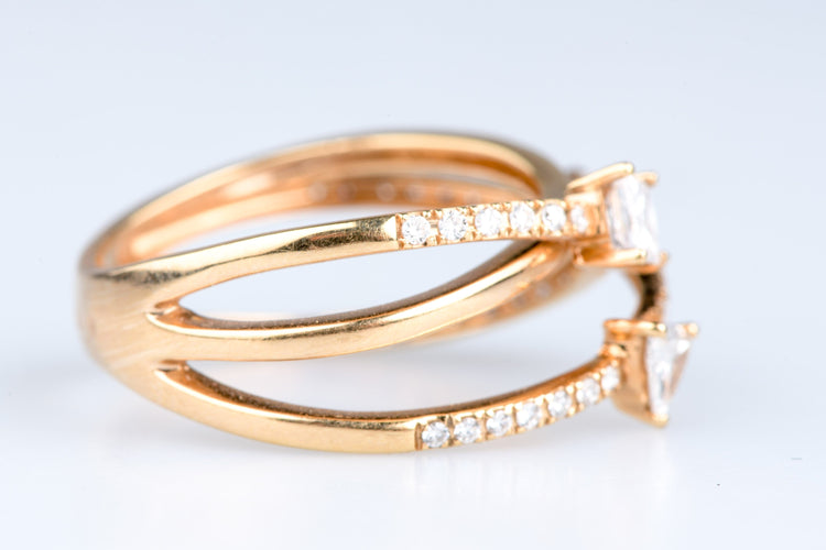 Bague 53 Bague en or jaune sertie de diamants 1.08 ct – design flèche croisée moderne 58 Facettes 31300300