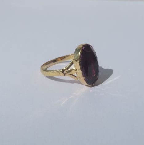 Bague 58.5 Bague XIXe pierre violette sur paillon or rose 58 Facettes