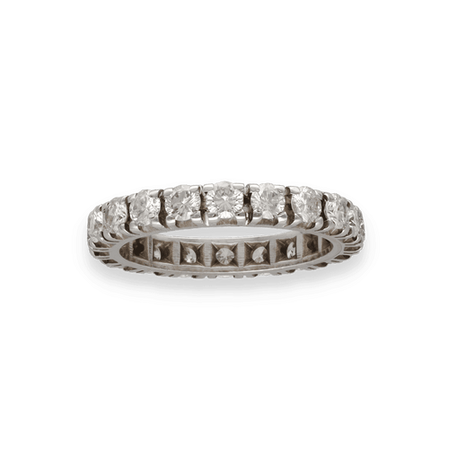 Bague 55 Alliance en or gris 18K avec 2,00 ct de diamants H-VS - Taille 55 - Sertie griffes 58 Facettes FB10651