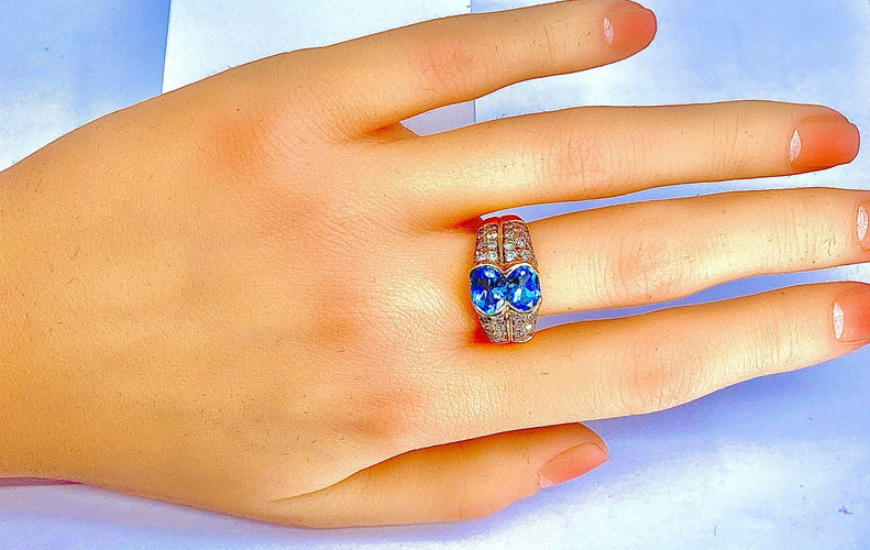 Bague 59 Bague bandeau Or jaune Topaze Diamants 58 Facettes AB229