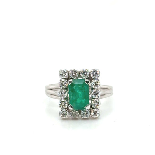 Bague 48 Bague Vintage Or blanc - Emeraude et Diamants 58 Facettes 1.0001674/1