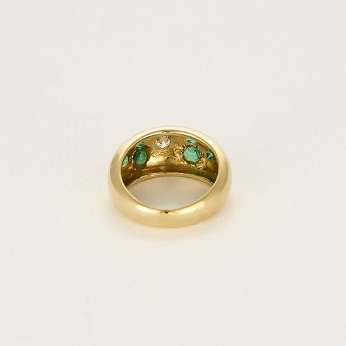 48号戒指，黄金戒指，镶钻石和祖母绿 58 Facettes DIE1614X3