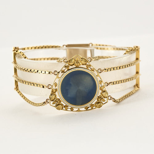 Bracelet Bracelet néo classique en or jaune et émail de feu 58 Facettes COL3322X3