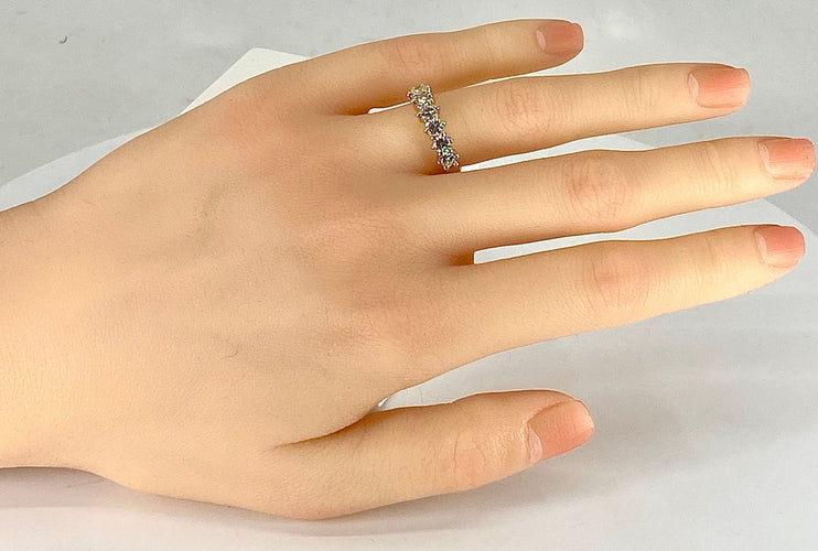 Bague 52 Demi alliance or jaune 6 diamants 58 Facettes AB342