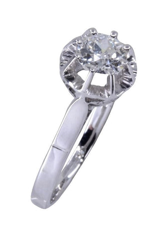 Bague 52 Solitaire or blanc diamant 0.55 carat 58 Facettes 058511
