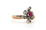 Пръстен Ар Нуво от жълто злато 18 карата и Сребро, инкрустиран с рубини и диаманти с розова "шлифовка" 