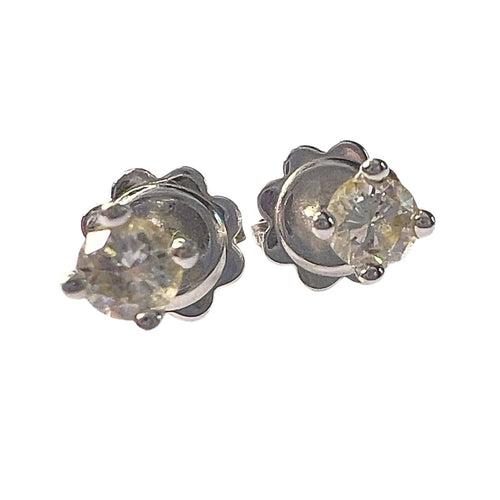 Bague Boucles d'oreilles solitaires contemporaines en or avec diamants 58 Facettes Q345B(121)