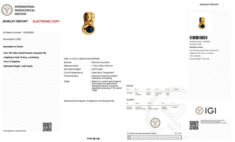 Pendentif Boucles d'oreilles et pendentifs en or jaune avec saphirs de Ceylan 58 Facettes