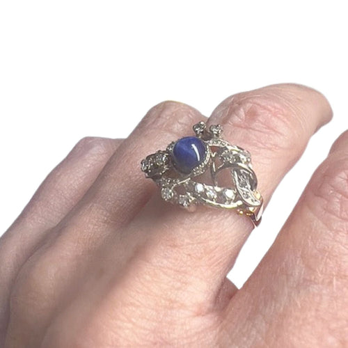 Bague 56 Bague Art Déco diamants saphirs synthétiques 58 Facettes Q896A(860)