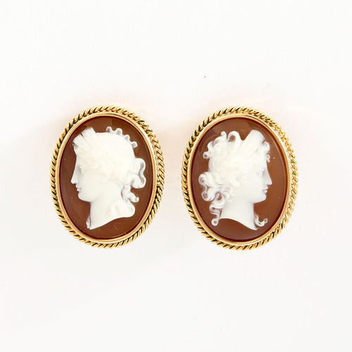 Boucles d'oreilles Boucles d'oreilles clips en or et camée 58 Facettes