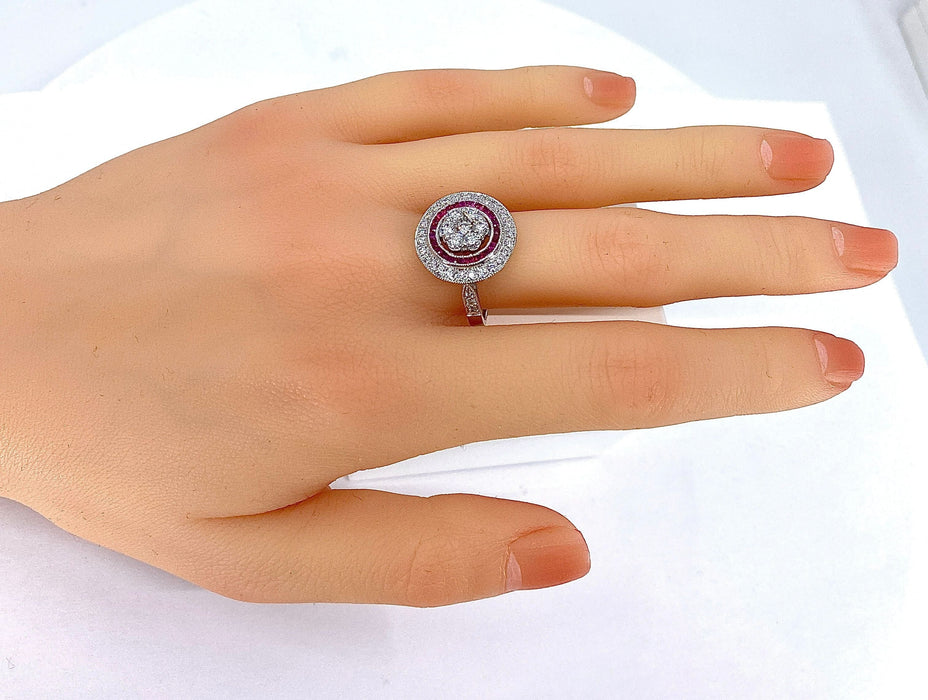 Bague 57 Bague or blanc diamants et rubis 58 Facettes AB308