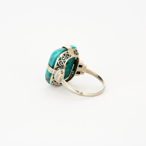 Bague 52 Bague turquoise et or blanc 58 Facettes