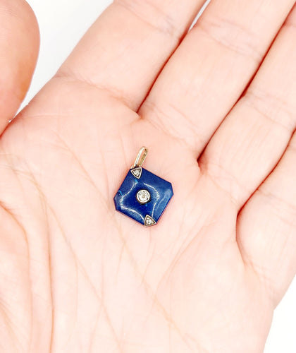 Pendentif Pendentif Art Déco or blanc, lapis lazuli et diamants (circa 1920) 58 Facettes A05931