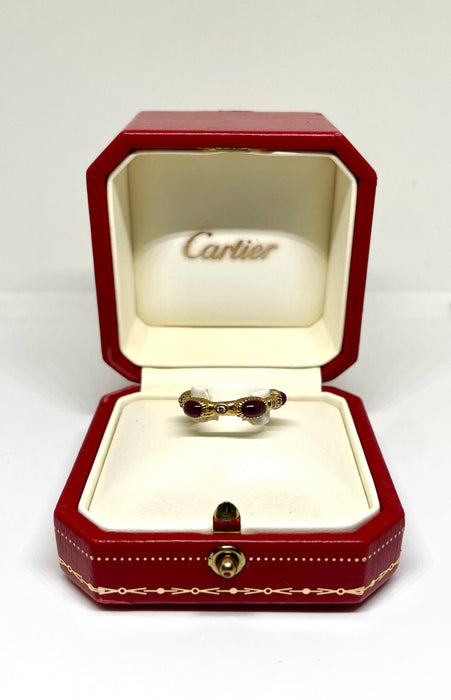 Bague Cartier - Bague Vintage or jaune, rubis et diamants 58 Facettes